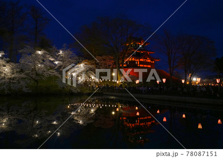 高田城と桜、上越市、新潟県、日本 78087151