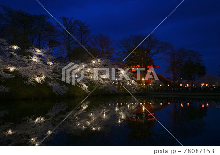 高田城と桜、上越市、新潟県、日本 78087153