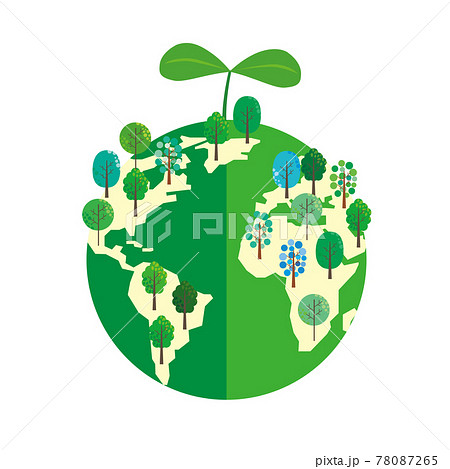 植樹で環境保護するイメージイラストのイラスト素材