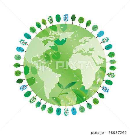 緑と地球の環境保護イメージイラストのイラスト素材