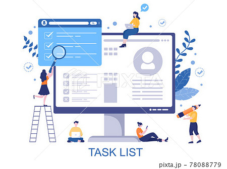 Task List Vector Illustration To Do list Time Management, Work Planning or Organization of Daily Goals. Landing Page Template Task List Vector Illustration To Do list Time Management, Work Planning or Organization of Daily Goals. Landing Page Template 78088779
