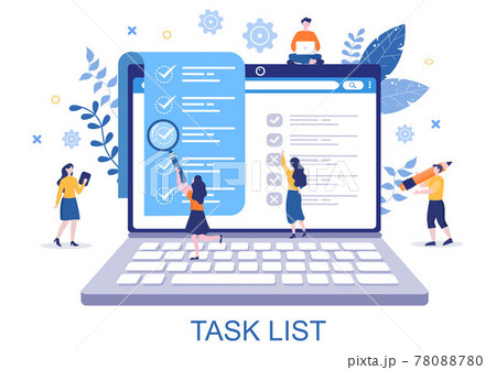 Task List Vector Illustration To Do list Time Management, Work Planning or Organization of Daily Goals. Landing Page Template 78088780