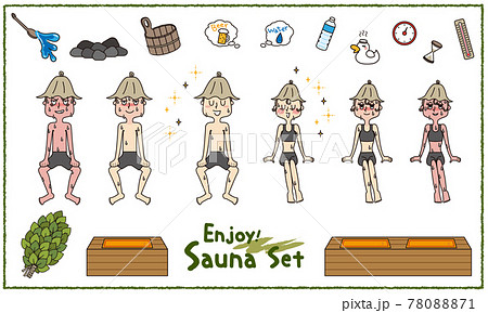 水着の男性と女性のサウナバラエティセット 78088871