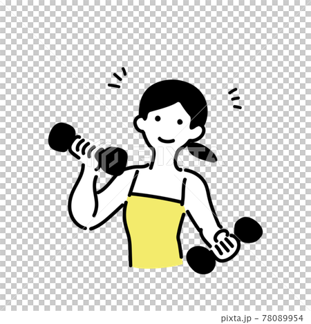 A simple woman exercising with dumbbells 78089954
