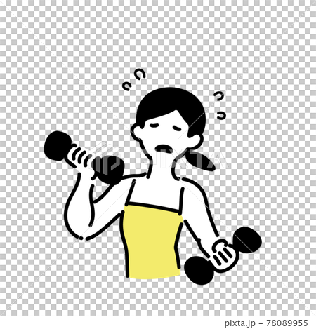 ダンベルで運動をする疲れた顔をしたシンプルな女性 78089955