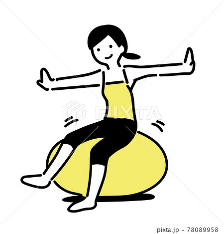 バランスボールでトレーニングをするシンプルな女性 78089958