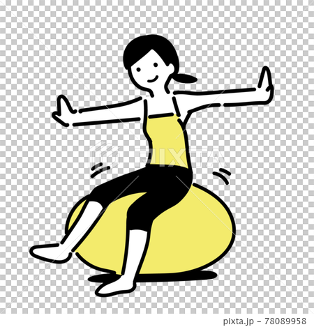 バランスボールでトレーニングをするシンプルな女性 78089958