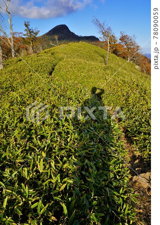 釈迦ヶ岳を眺める登山者の影 釈迦ヶ岳を眺める登山者の影 78090059