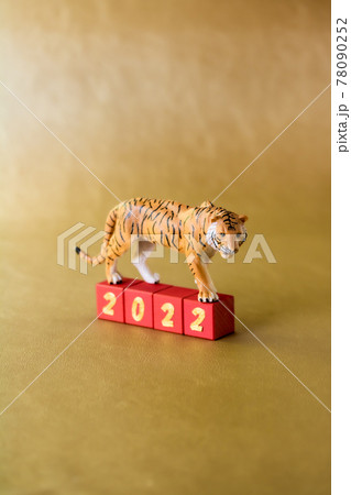 虎のミニチュアと文字ブロック2022 78090252