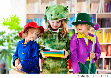 Kids in book character costume. School party. Kids in book character costume. School party. 78091271
