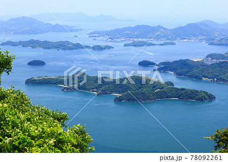 瀬戸内海のしまなみ　広島県三原市の竜王山 78092261