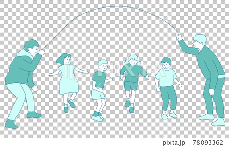 Illustrations of children enjoying jumping rope (white background, vector, cutout) 78093362