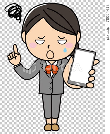 Girl 01_27 (suit, embarrassment, embarrassment, smartphone, pointing, point, explanation) Girl 01_27 (suit, embarrassment, embarrassment, smartphone, pointing, point, explanation) 78094418