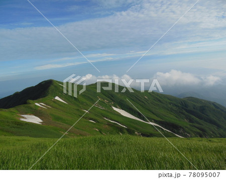 雪渓が残る東北の夏山 78095007