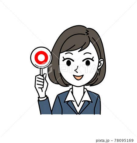 OKマークを持つビジネスマン 女性 OKマークを持つビジネスマン 女性 78095169