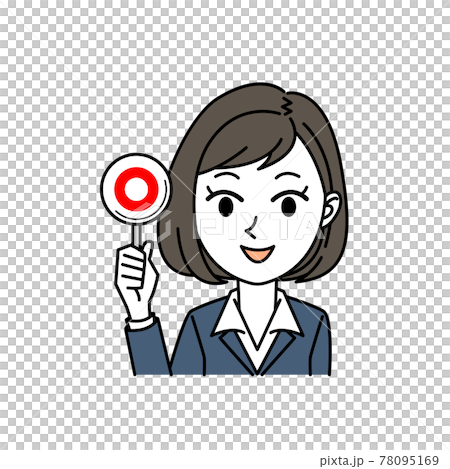 OKマークを持つビジネスマン 女性 OKマークを持つビジネスマン 女性 78095169