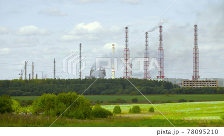 Photo of industrial chemical factory in the field Photo of industrial chemical factory in the field 78095210