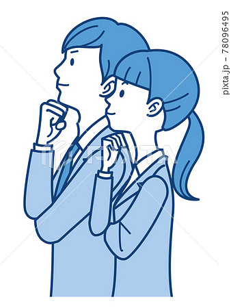 横向き 男女 スーツ 考える アウトラインあり 同系色 横向き 男女 スーツ 考える アウトラインあり 同系色 78096495