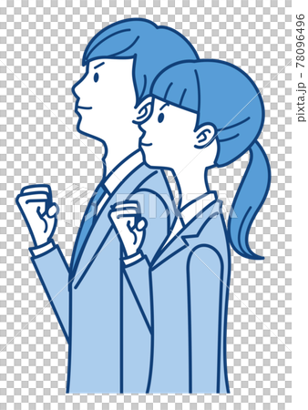 Sideways men's and women's suits guts pose with outline similar colors Sideways men's and women's suits guts pose with outline similar colors 78096496