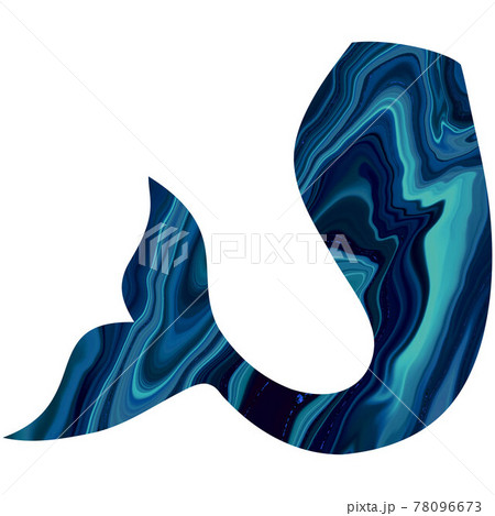 Blue mermaid Tail hand-drawn illustration. Marble Fishtail Blue mermaid Tail hand-drawn illustration. Marble Fishtail 78096673
