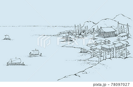 Sea coast graphic black white landscape sketch illustration vector posters  for the wall  posters art beach cartoon  myloviewcom