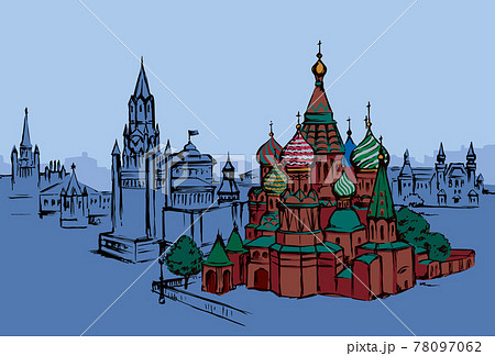 Red Square, Moscow. Vector drawing 78097062