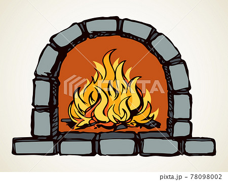 Old Russian stove. Vector drawing 78098002