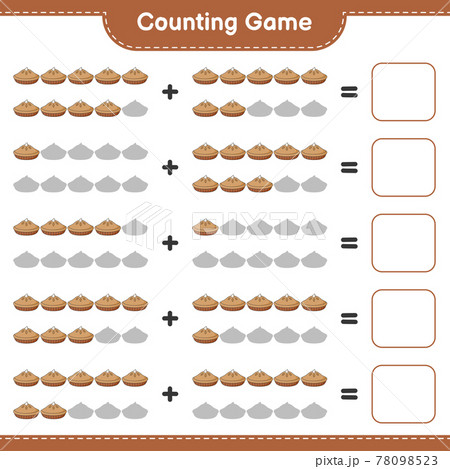 Counting game, count the number of Pie and write the result. Educational children game, printable worksheet, vector illustration 78098523