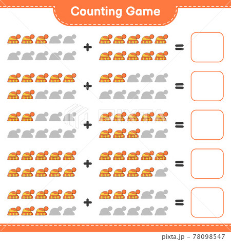 Counting game, count the number of Hat and write the result. Educational children game, printable worksheet, vector illustration 78098547