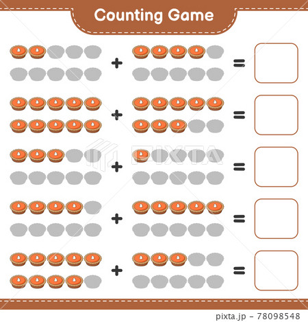 Counting game, count the number of Pie and write the result. Educational children game, printable worksheet, vector illustration Counting game, count the number of Pie and write the result. Educational children game, printable worksheet, vector illustration 78098548