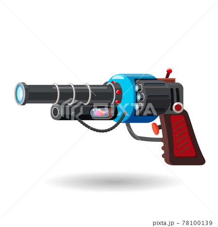 Cartoon retro space blaster, ray gun, laser weapon. Vector illustration. Cartoon style 78100139