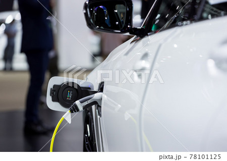 Electric car charging station. Hybrid car Electric charger station in the Car Park. 78101125