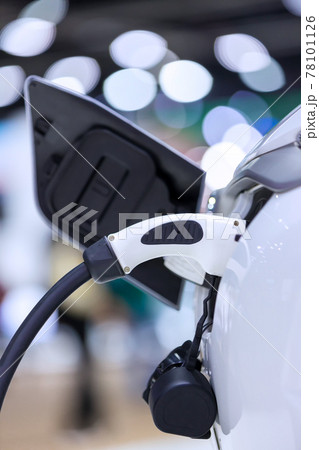 Electric car charging station. Hybrid car Electric charger station in the Car Park. 78101126