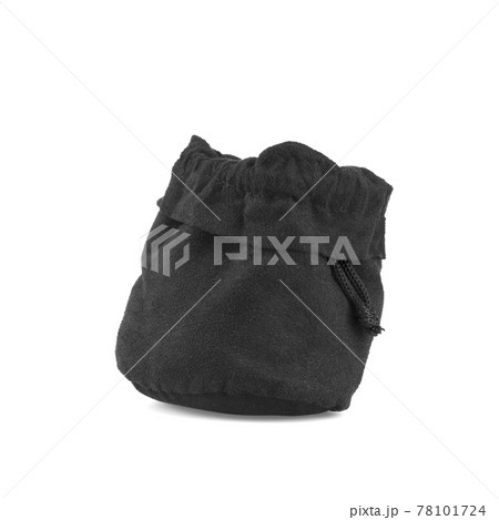 Black velvet pouch on white background 78101724