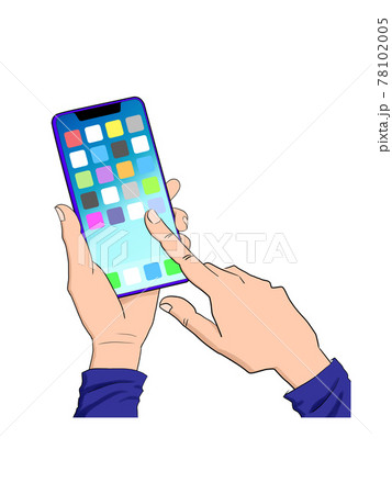 スマホを操作のイラスト素材