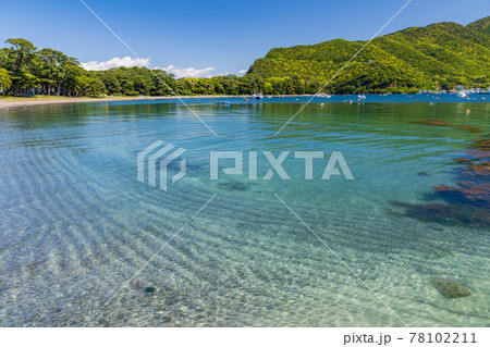 (静岡県)西伊豆戸田 青い海が美しい、御浜岬のビーチ (静岡県)西伊豆戸田 青い海が美しい、御浜岬のビーチ 78102211