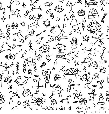 Rock paintings background, seamless pattern for your design Rock paintings background, seamless pattern for your design 78102961