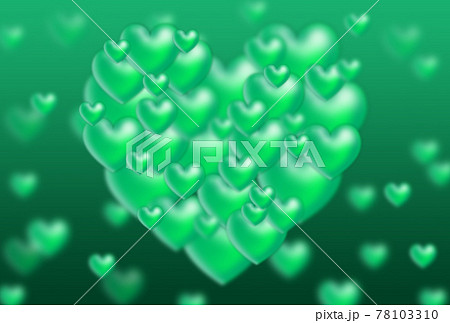 ホワイトデー素材 大小の緑色立体ハートで形作られたハートが浮かぶ幻想的イメージ 横 他色有り ホワイトデー素材 大小の緑色立体ハートで形作られたハートが浮かぶ幻想的イメージ 横 他色有り 78103310