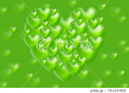 ホワイトデー素材 大小の黄緑色立体ハートで形作られたハートが浮かぶ幻想的イメージ 横 他色有り ホワイトデー素材 大小の黄緑色立体ハートで形作られたハートが浮かぶ幻想的イメージ 横 他色有り 78103469