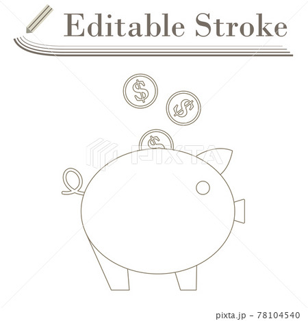 Golden Coins Fall In Piggy Bank Icon Golden Coins Fall In Piggy Bank Icon 78104540