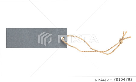 Blank tag anchored to hang on a product to show prices and discounts isolated on white background. Blank tag anchored to hang on a product to show prices and discounts isolated on white background. 78104792