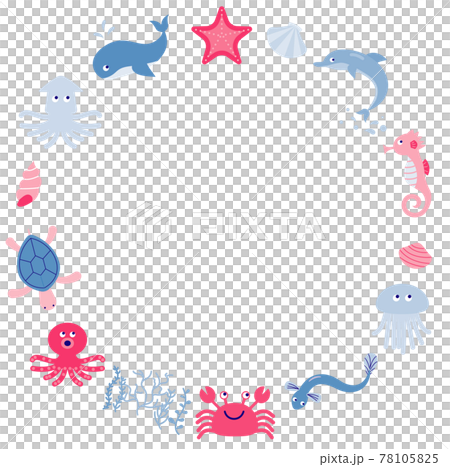 Frame of vector illustration of sea creatures - Stock Illustration ...