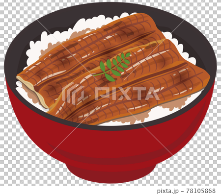 【ベクター】ふっくら焼けた蒲焼に山椒が香る定番の鰻丼のイラスト(単品) 【ベクター】ふっくら焼けた蒲焼に山椒が香る定番の鰻丼のイラスト(単品) 78105868