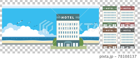 Hotel and sea illustration material Hotel and sea illustration material 78108137