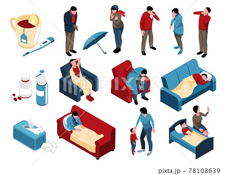 Isometric Infection Icon Set Isometric Infection Icon Set 78108639