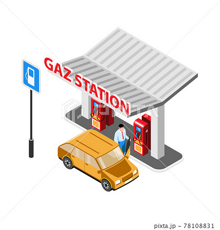 Gas Station Isometric Icon 78108831