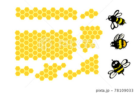 Bee honeycomb set of elements. Cute funny cartoon bees . Vector illustration 78109033