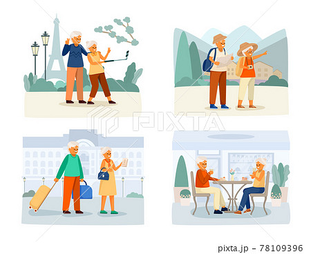 Elderly People Happy Life Cartoon Icon Set Elderly People Happy Life Cartoon Icon Set 78109396