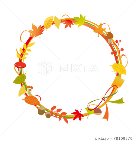 가을을 표현한 낙엽과 단풍의 테두리 - 스톡일러스트 [78109570] - Pixta