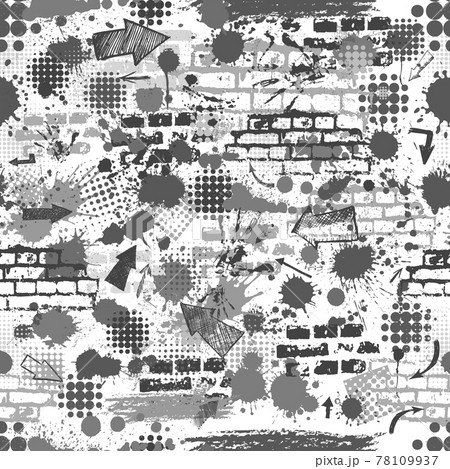 A seamless monochrome background of spots and brickwork. Vector illustration 78109937